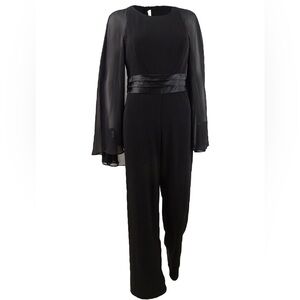 Adrianna Papell Elegant Black Jumpsuit with Sheer Sleeves